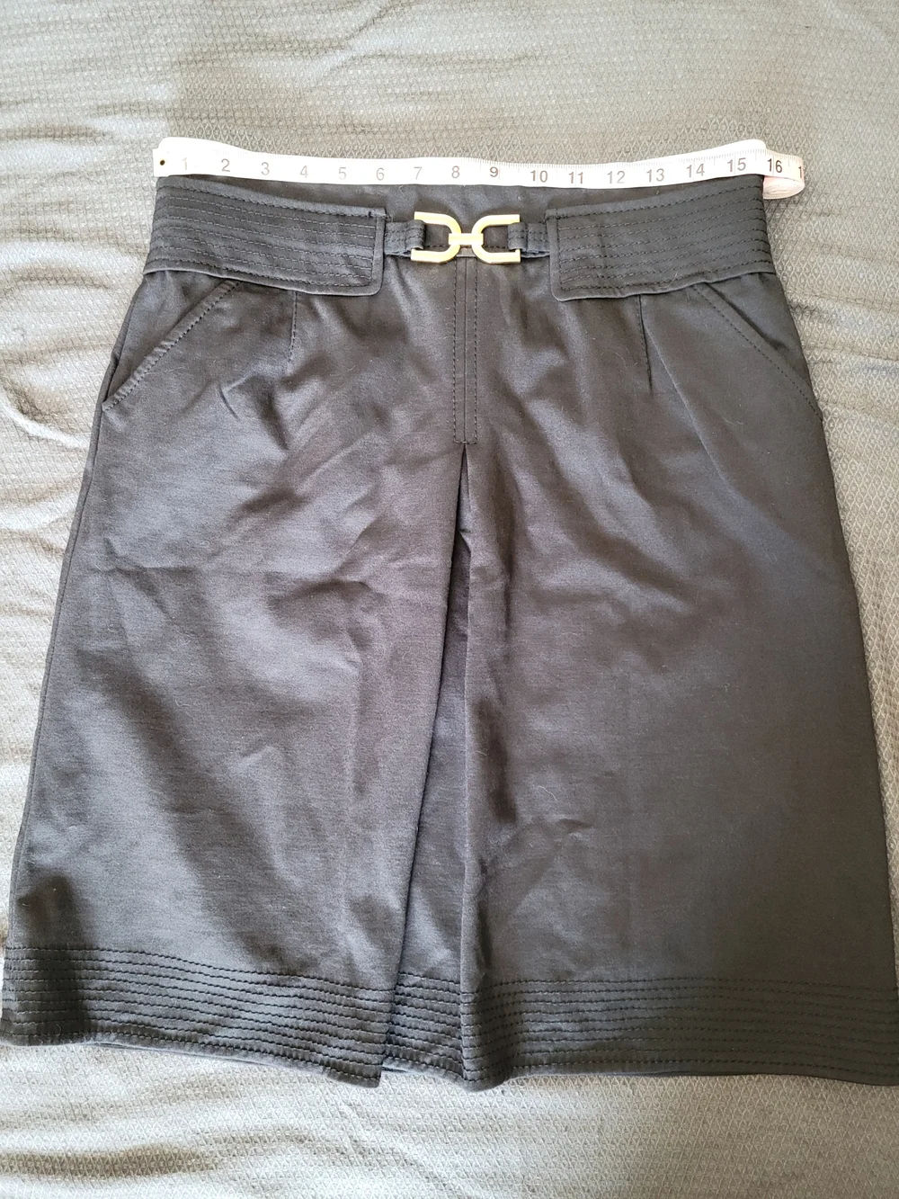 Ann Taylor Black A-Line Skirt with Gold Buckle - Picture 6 of 12